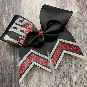 Cheer Bow - Black Bows with your choice of 2 glitter colors