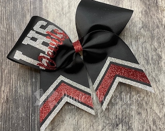 Cheer Bow - Black Bows with your choice of 2 glitter colors