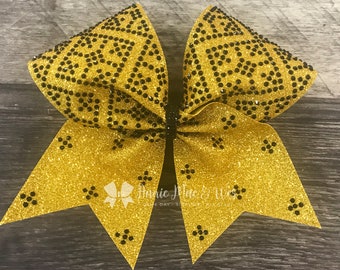 Glitter and Rhinestone Cheer Bow - Your choice of glitter and rhinestone colors