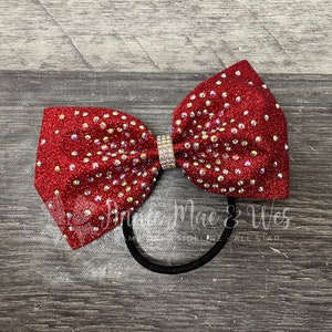 Gymnastics Bow – Red Glitter or Your choice of color gymnastics bow for Girls | Personalized Gymnastics Competition Hair Accessory