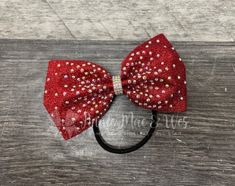 Gymnastics Bow – Red Glitter or Your choice of color gymnastics bow for Girls | Personalized Gymnastics Competition Hair Accessory