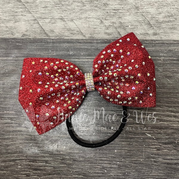 Gymnastics Bow – Red Glitter or Your choice of color gymnastics bow for Girls | Personalized Gymnastics Competition Hair Accessory