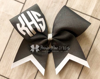Gray Cheer Bow with white Glitter - Team Cheer Bows - Team Cheer Bow - Sideline Cheer bow - monogram cheer bow - softball bows