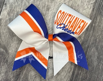 Sideline Cheer Bow - White Bow with your choice of 2 accent colors
