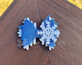 Snowflake Christmas Bows - Competition Cheer Bows - Gymnastics Bows