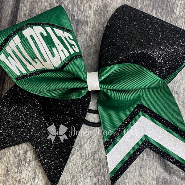 Cheer bow - Your choice of ribbon and 1 glitter color - White is default second glitter color