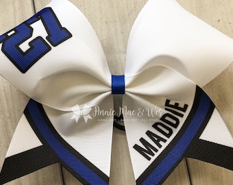 Softball team cheer bow - royal blue, black and white - team cheer bow - team cheer bows - softball bows