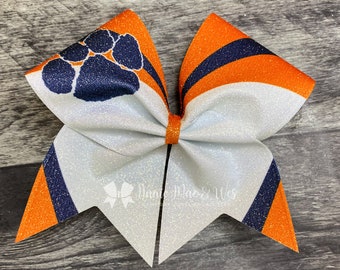 Custom Cheer Bow - Your choice of 2 colors with white accents