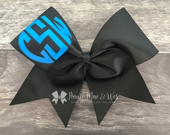 Neon Blue and black cheer bow - cheer bows - team cheer bows