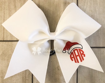 Monogrammed Christmas bow - Christmas bow - Christmas cheer bow - Christmas cheer bows - Santa Hat Bow