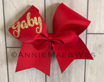 Cheer Bow - Personalized - Your choice of Ribbon and Glitter/Matte Color