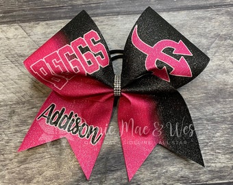 Custom Logo Cheer Bows - Your choice of 2 colors with white accents