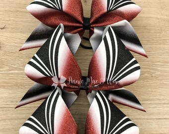 Maroon and Black Glitter Cheer Bow