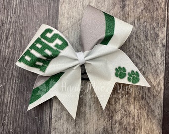 White Glitter Cheer bow with your choice of 2 accent colors