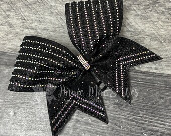 Competition Cheer Bow - Your choice of glitter and 1 rhinestone color - tiny stones are AB