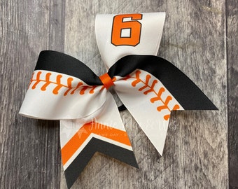 Softball bow - white bow with your choice of 2 accent colors