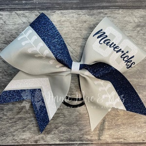 Softball team cheer bow your choice of ribbon and 1 glitter color 2nd accent color will be white image 1