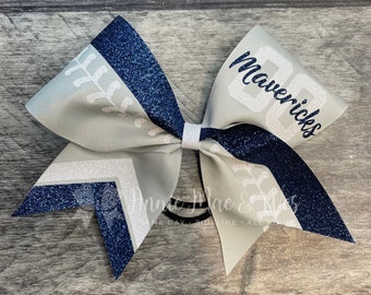 Softball team cheer bow - your choice of ribbon and 1 glitter color - 2nd accent color will be white