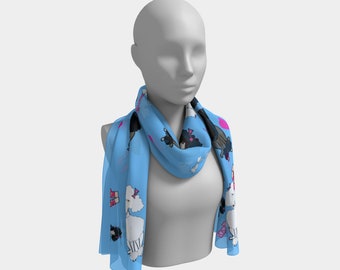 SCARF - Poodles, Ballet, and Paris on a Satin Scarf