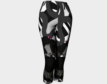 LEGGINGS - CAPRI LENGTH Poodle Camo Capris - Featuring black poodle