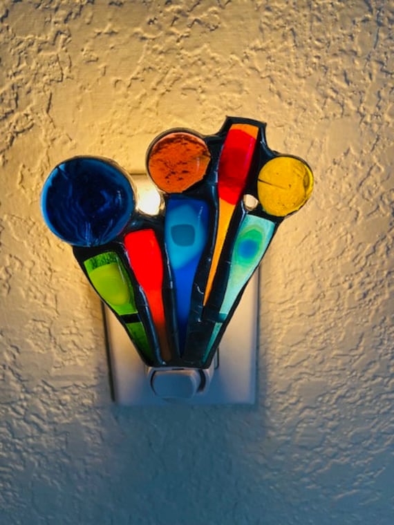 fused glass night light Multi-color handmade