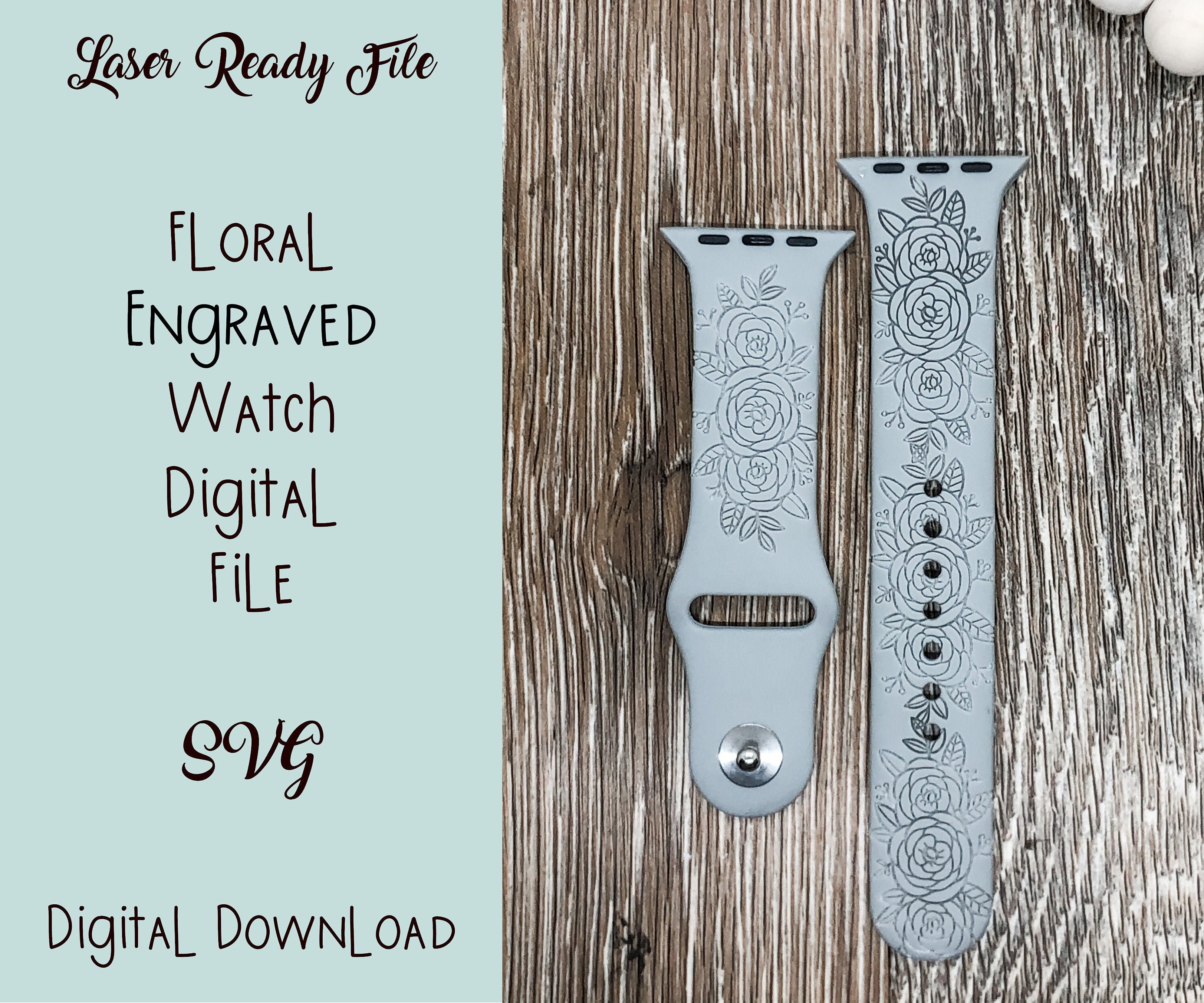 Floral Apple Watch Band SVG: Laser Cut File (Digital Download)
