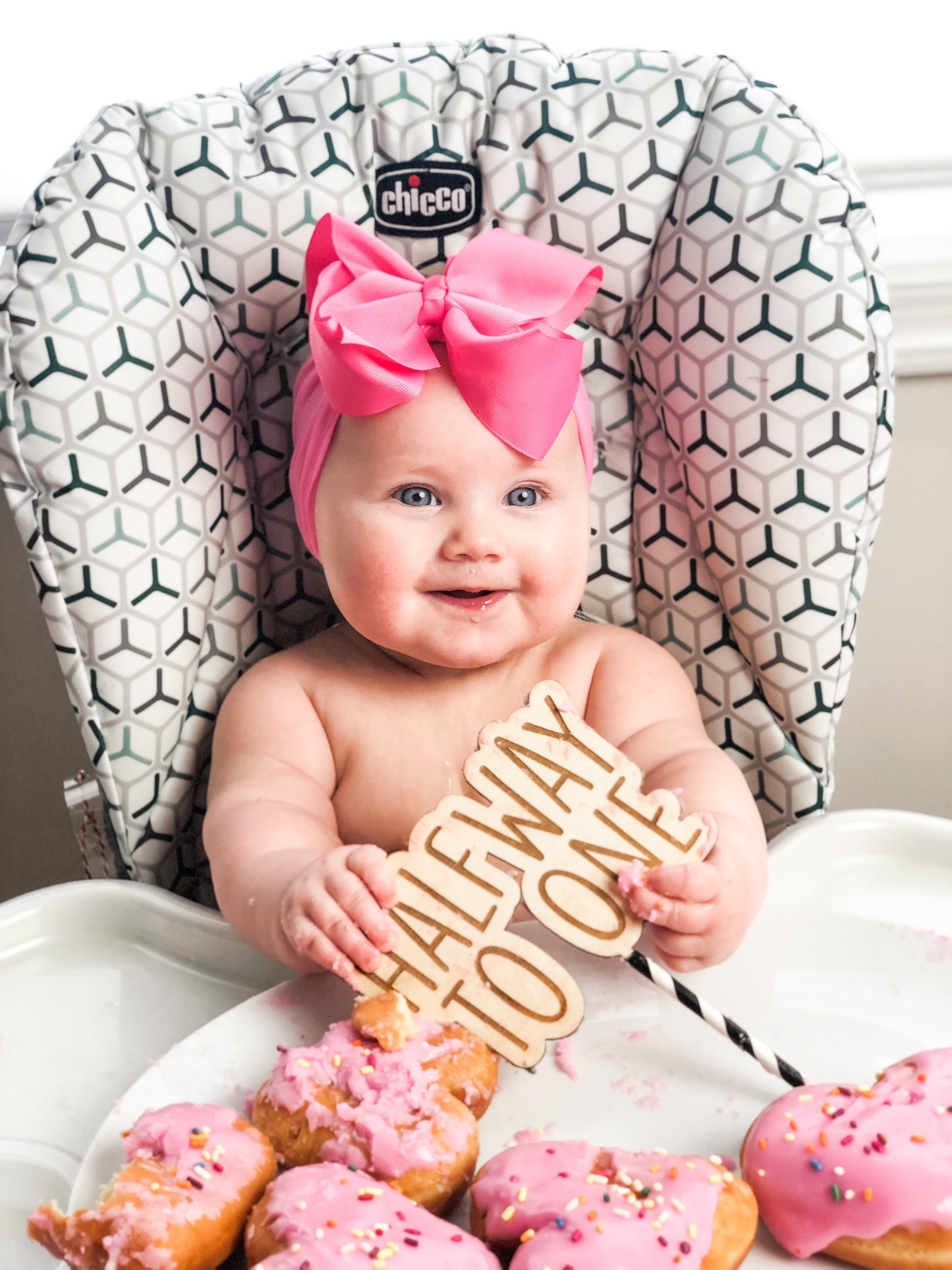 Halfway To One Cake Topper Wooden Party Decorations Baby First Etsy