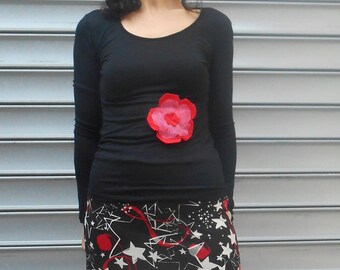 new collection sweater long sleeves black flower