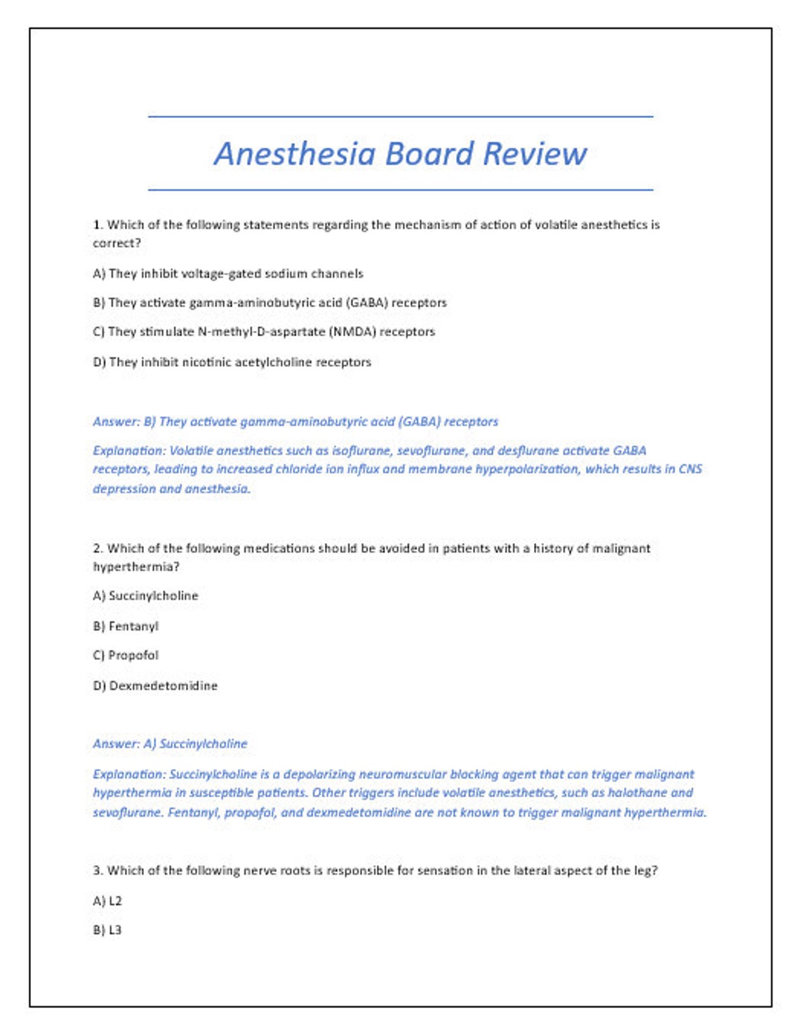 Anesthesia Board Review Etsy