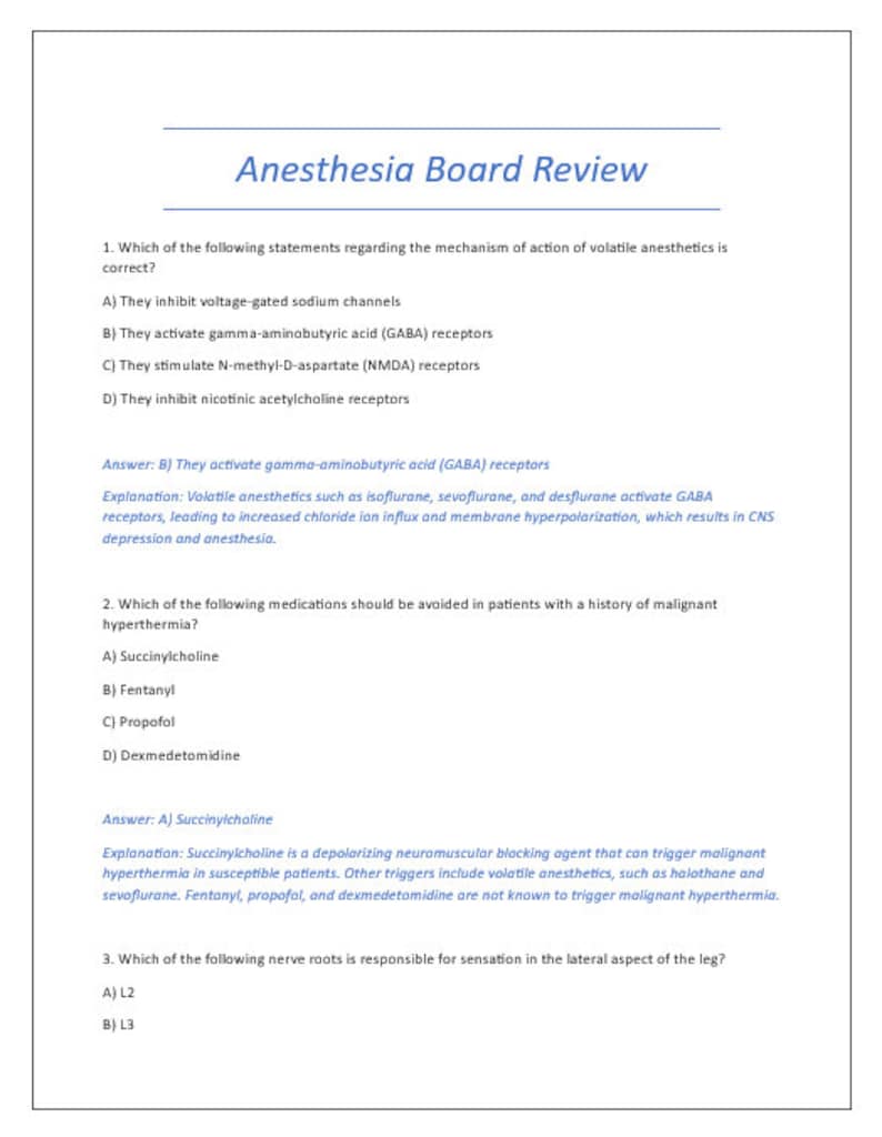 Anesthesia Board Review Etsy