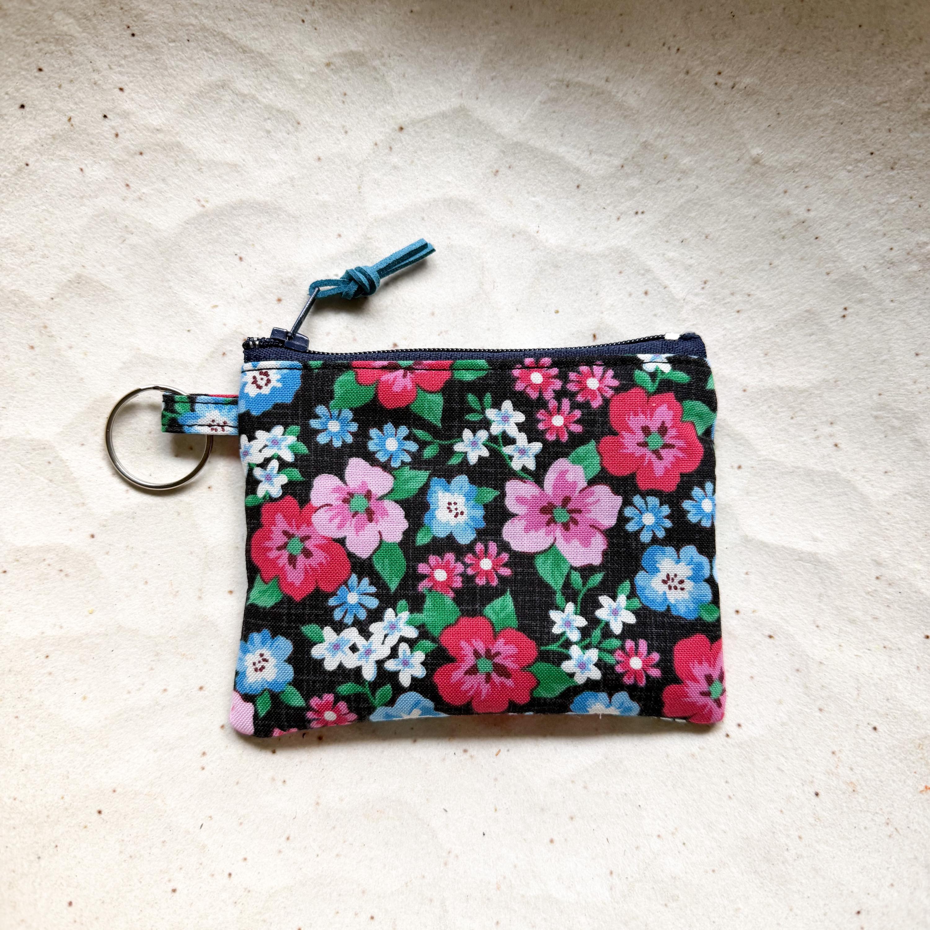 Floral Zipper Pouch Keychain, Small Coin Purse, Mini Wallet, Bag Charm ...
