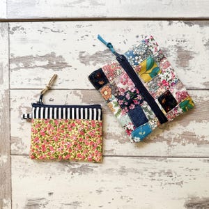 ¡Oferta de muestra de bolso artesanal! Conjunto de minibolso floral y cartera con cremallera de patchwork.