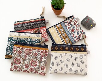 Handmade Bohemian Fabric Coin Purse: Patterned Zipper Pouch