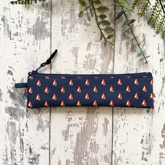 Handmade Printed Fabric Thin Pencil Case Pouch Size: 7.5 X 2 
