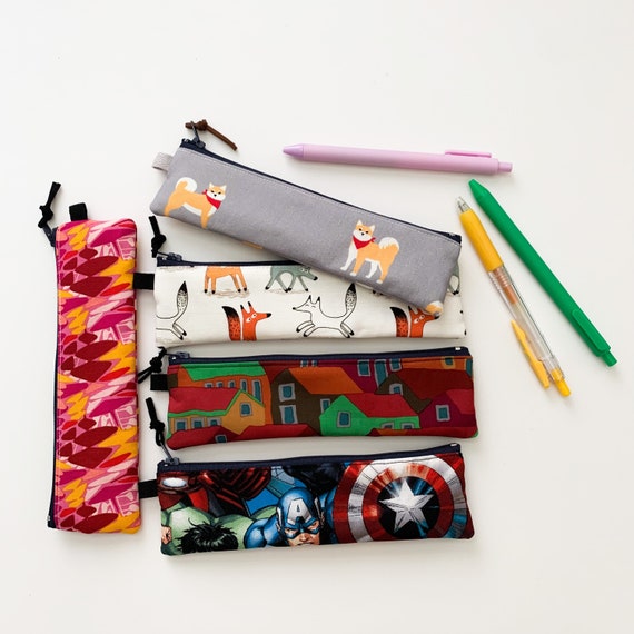 Handmade Printed Fabric Thin Pencil Case Pouch Size: 7.5 X 2 