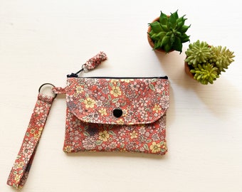 Handmade  My Little Flower Garden Coin Purse Card Purse Cosmetics Pouch  Zipper Bag Wallet  with Wristlet Size: 5.5” X 4”