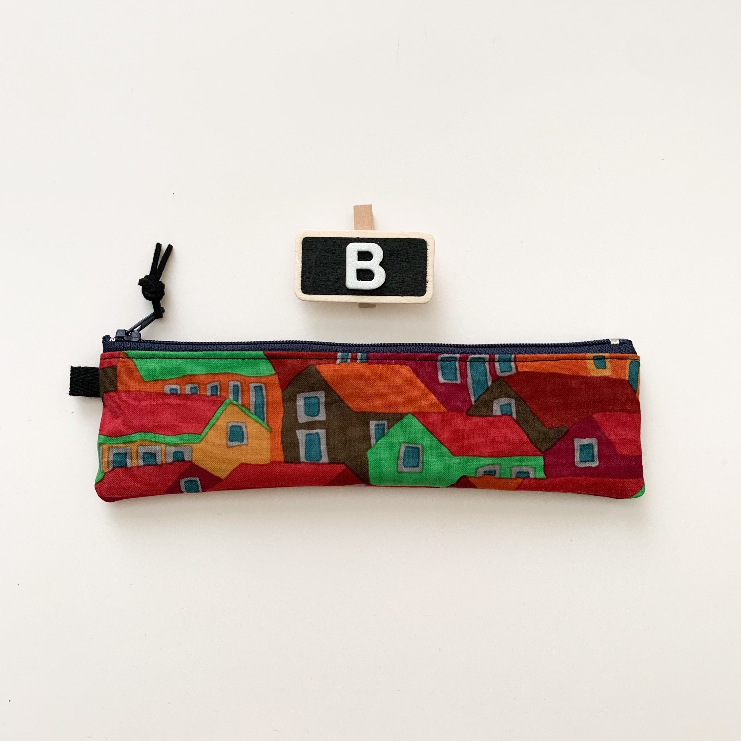 Handmade Printed Fabric Thin Pencil Case Pouch Size: 7.5 X 2 