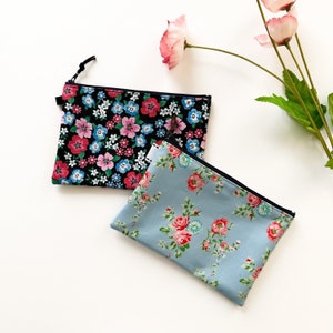 Handmade Flower Printed Cotton Fabric Purse Pencil Case Cosmetics Pouch  Makeup Bag Size: 7.5” X 5”