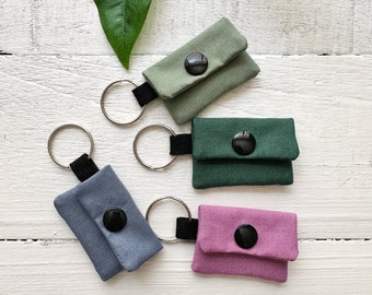 Handmade Cotton Micro Bag Pouch: Solid Color with Keyring