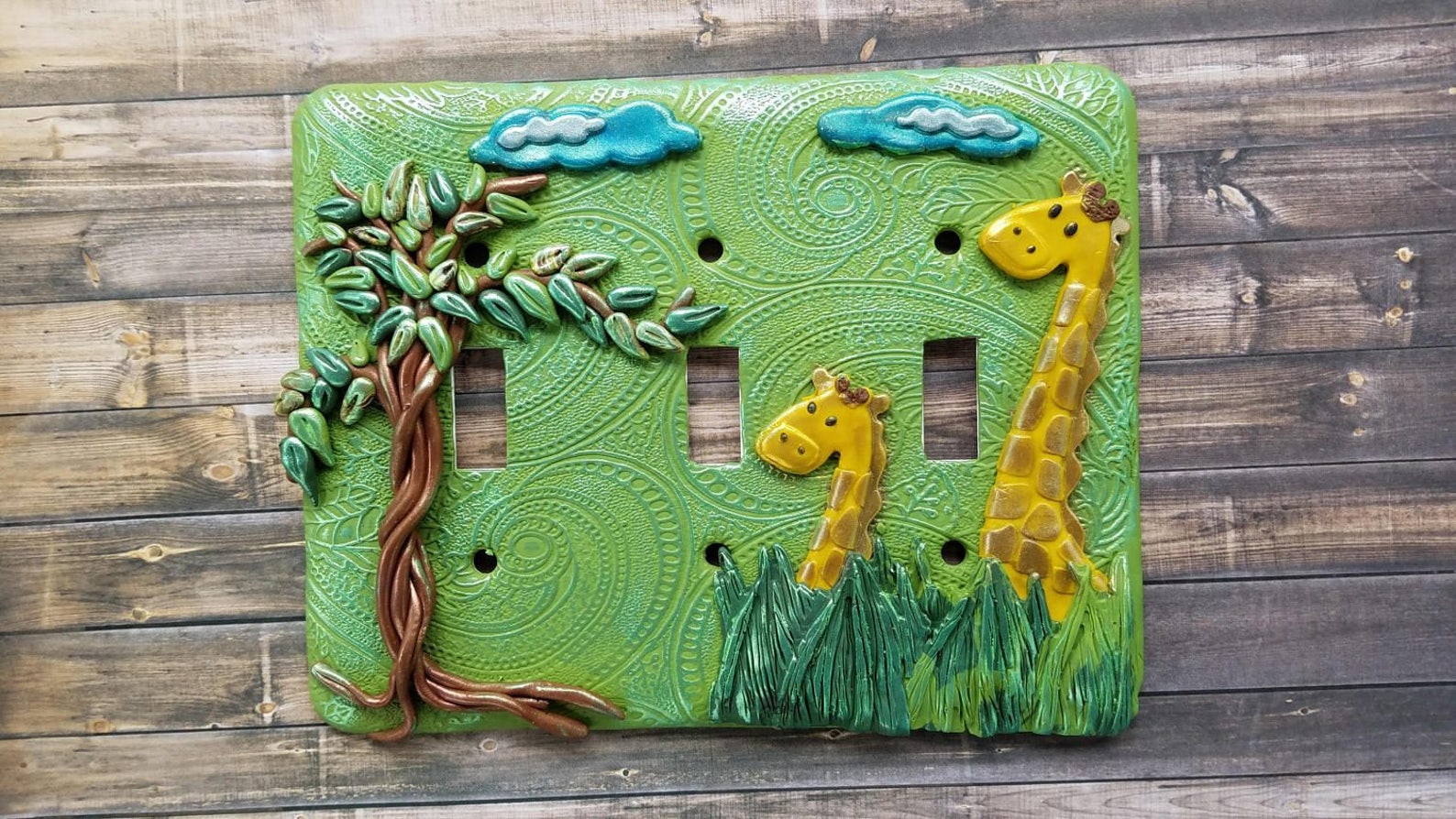 Giraffe Switch Plate Cover, Giraffe Light Switch, Triple Switch Plate, Kids Room Switch Plate