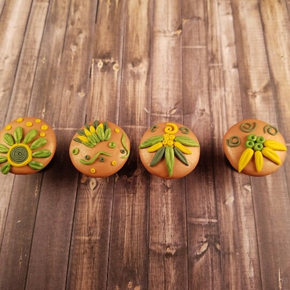 Flower Drawer Pulls Flower Cabinet Pulls Flower Cabinet Etsy