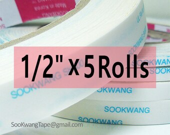 FREE SHIPPING_x 5 Rolls_1/2" x 27yds (12mm x 25m)_Sookwang Double sided adhesive tape_Scor-tape_Scrapbooking, Origami, Paper crafts tape