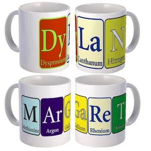 Kaffee-Haferl für Freunde und Familie in periodischen Elemente geschrieben! Einen beliebigen Namen!  Chemie-Enthusiasten, Ingenieure, Wissenschaftler aller Liebe dieses!