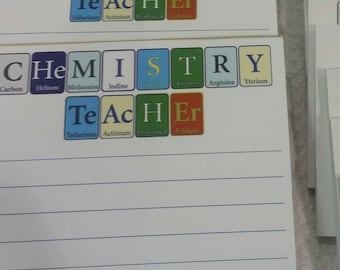 Note Pads for Chemistry Teacher or Science Teachers, any custom name!