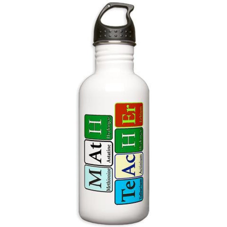 Water Bottle Custom Gift, Chemistry, Physics, Math or Science Teacher, any Name or any Custom Phrase Two sizes 0.6 L or 1.0 L image 2