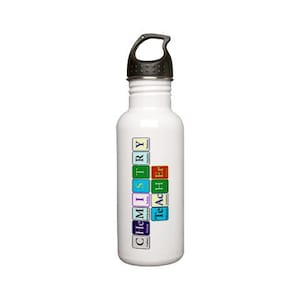 Water Bottle Custom Gift, Chemistry, Physics, Math or Science Teacher, any Name or any Custom Phrase Two sizes 0.6 L or 1.0 L image 1