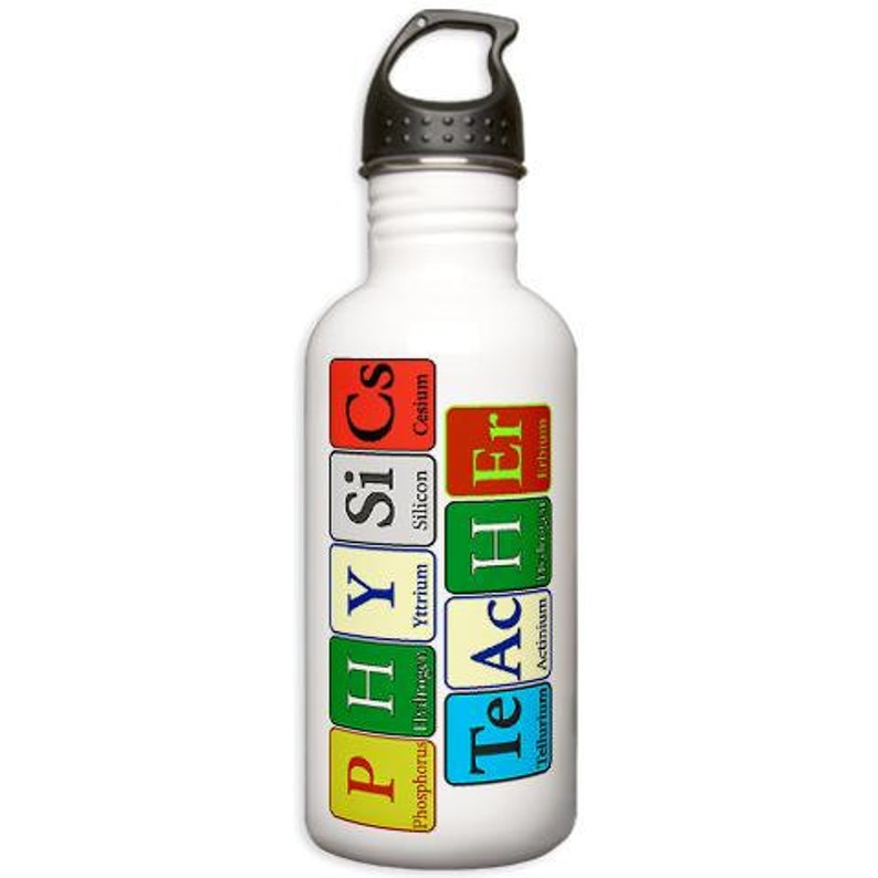 Water Bottle Custom Gift, Chemistry, Physics, Math or Science Teacher, any Name or any Custom Phrase Two sizes 0.6 L or 1.0 L image 3