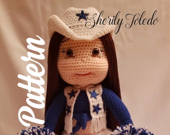 PATRÓN - DALLAS - La animadora - Patrón de crochet amigurumi