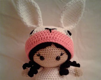 LAURA the Bunny Girl - Crochet Amigurumi Doll - Crochet Girl Doll in Bunny Outfit