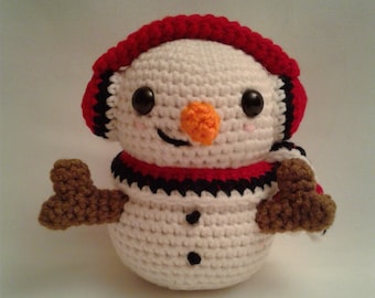 CASPER the SNOWMAN, Pokeball = Handmade Crochet Amigurumi